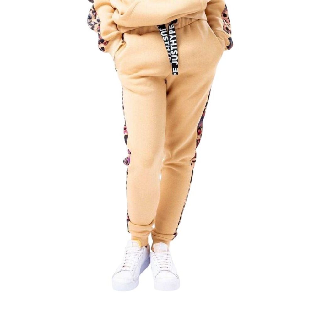 Hype Womens/Ladies Woven Animal Print Joggers / Hazelnut